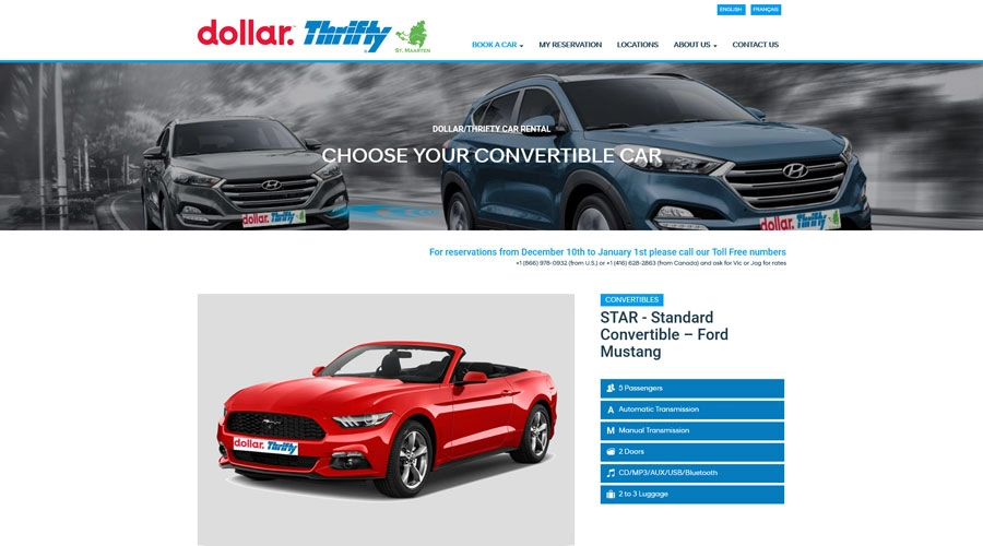 Dollar Thrifty SXM website Car rental in St Maarten IDIM web