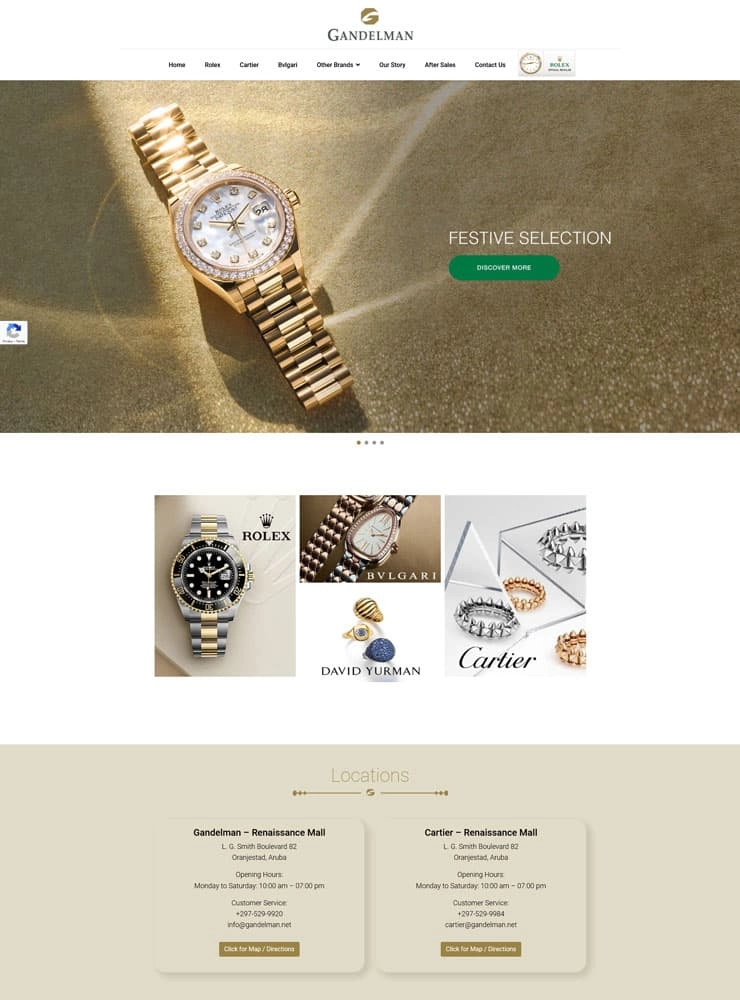 Gandelman Jewelry website Aruba IDIM web